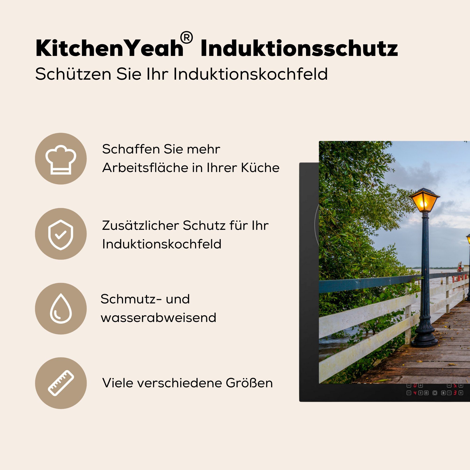 Schutz Induktionskochfeld Vinyl, die Pfeiler, (1 für Hölzerner Ceranfeldabdeckung küche, MuchoWow tlg), cm, 81x52 Herdblende-/Abdeckplatte