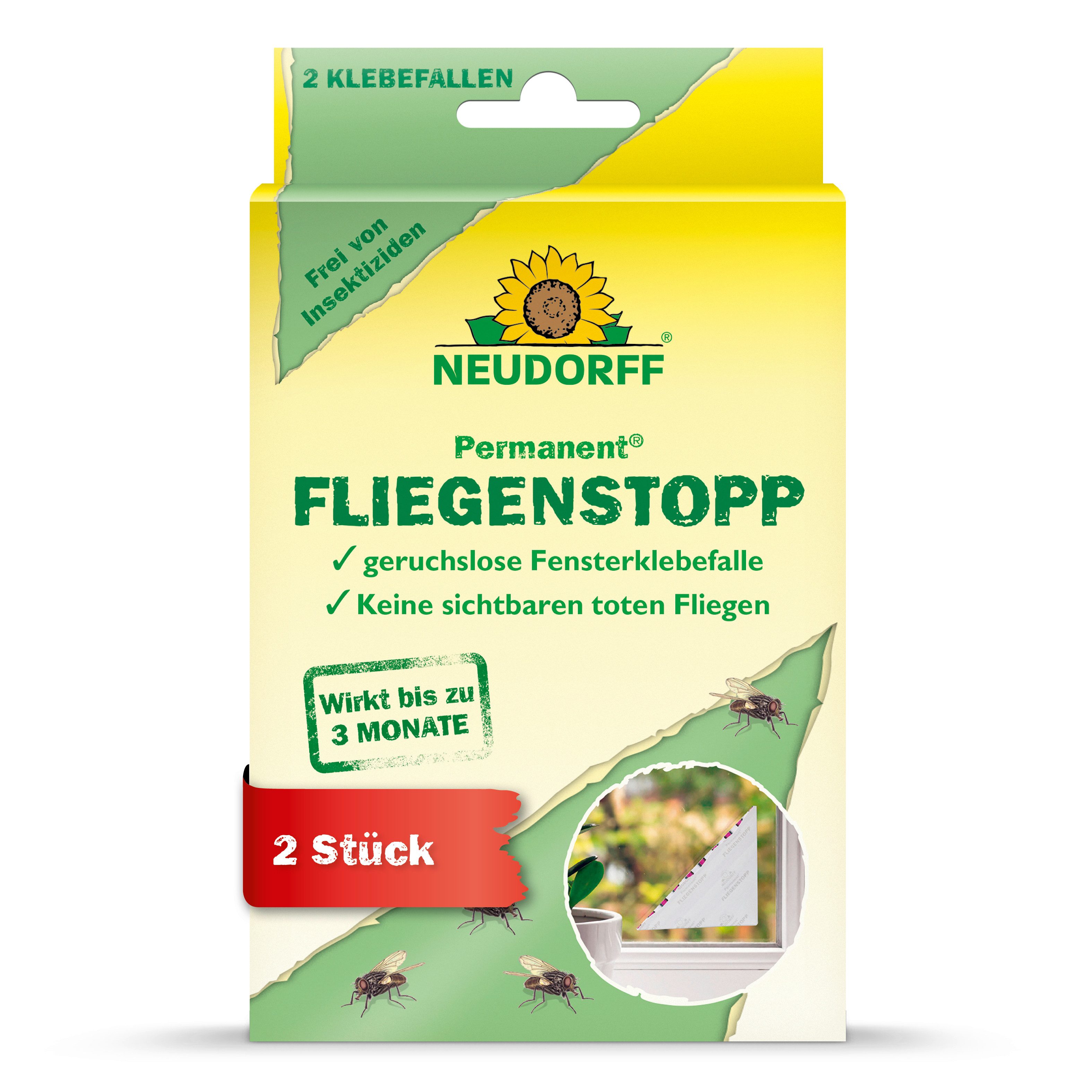 Neudorff Klebefalle Permanent FliegenStopp 2 St., Verdeckte Klebefläche mit speziellem Innenmuster zur Fliegenanlockung