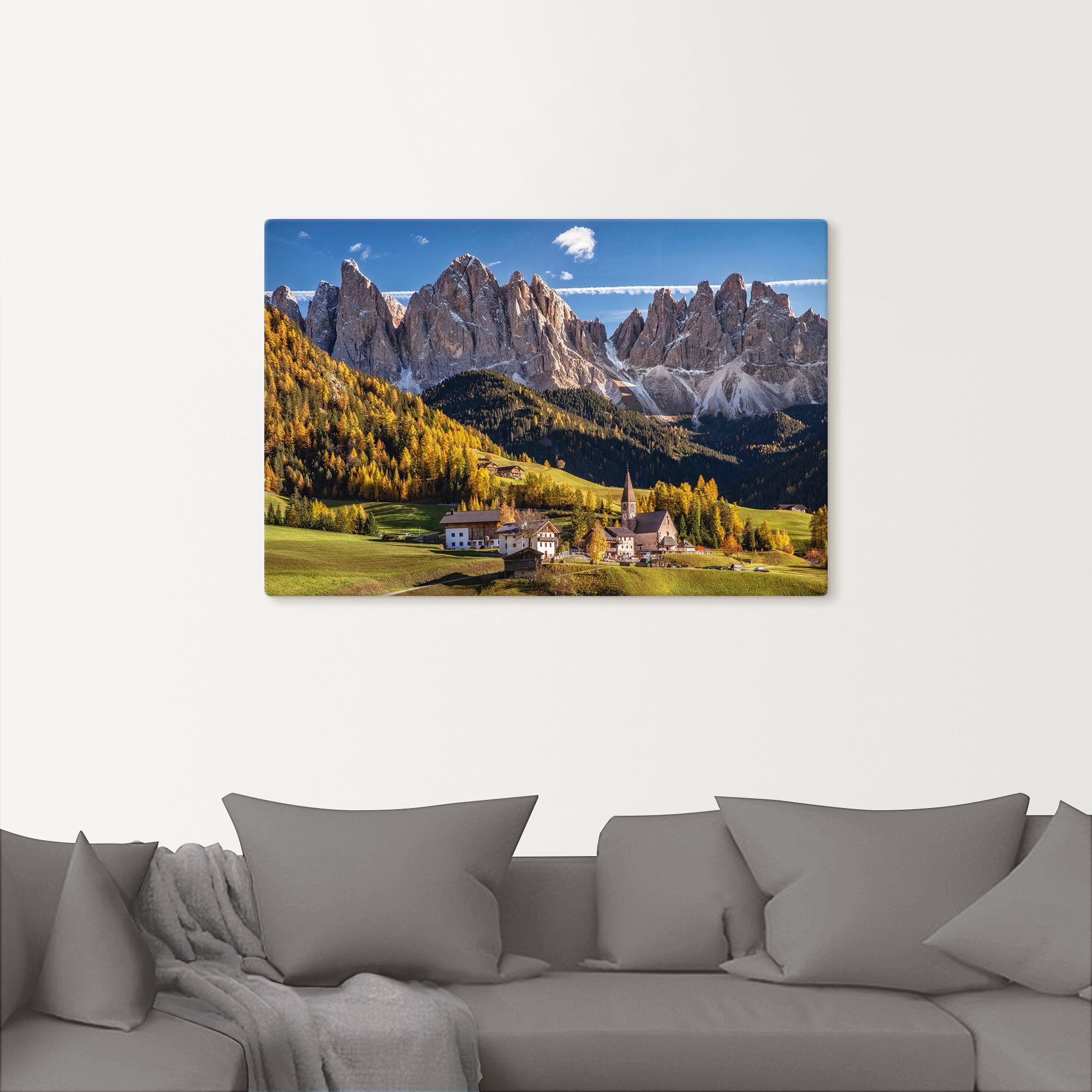 Artland Wandbild Herbst Wandaufkleber Alpenbilder versch. St), Poster Südtirol, Berge oder Größen Leinwandbild, (1 in & Alubild, als in