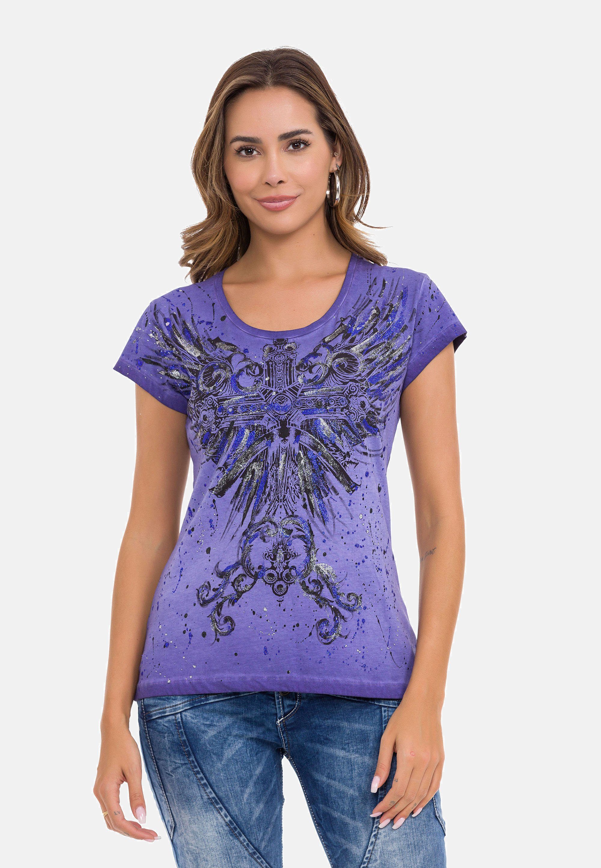 Cipo & Baxx mit Print purpurviolett T-Shirt großflächiger