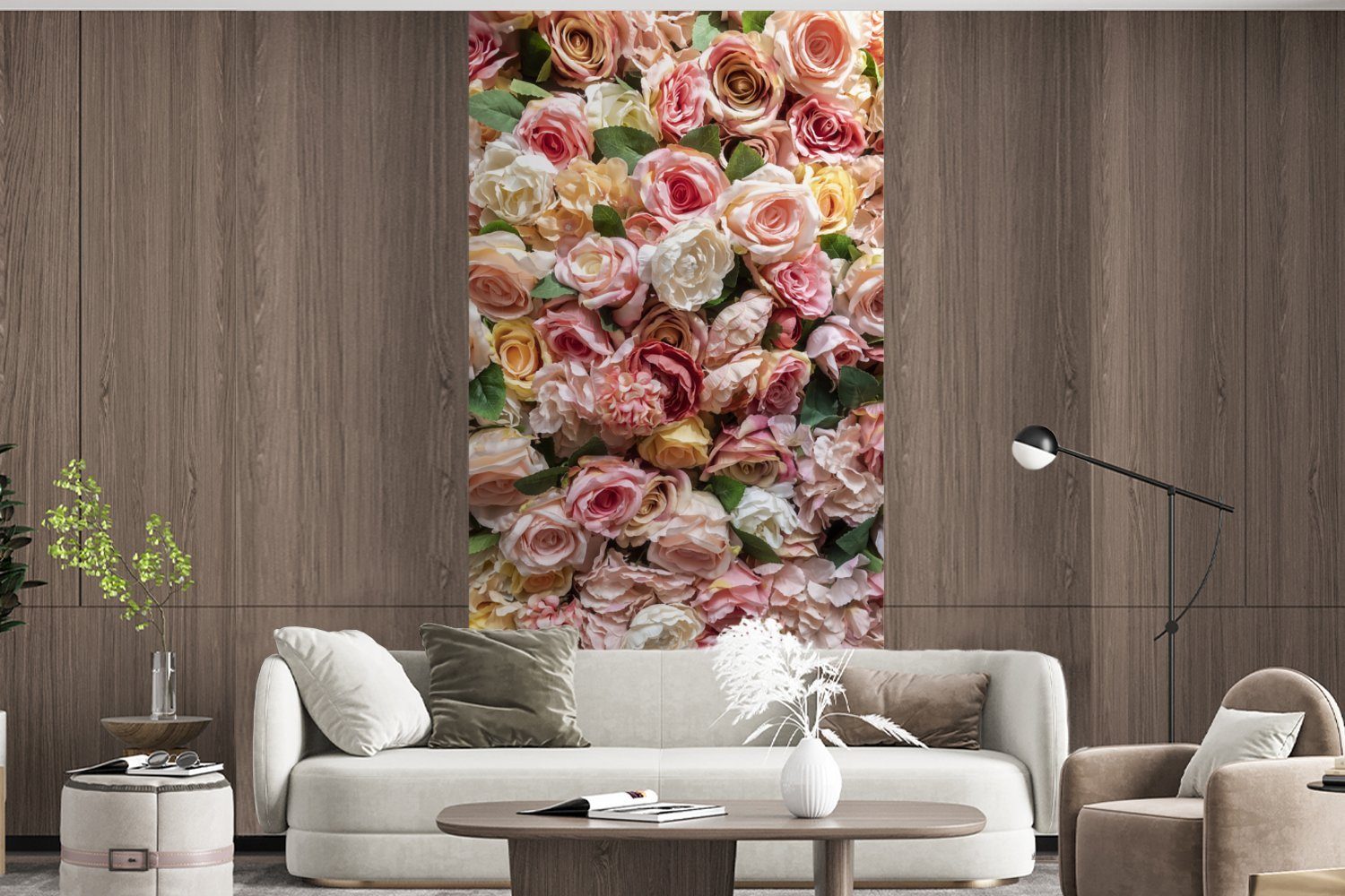 bedruckt, Rosen Farben Matt, MuchoWow Fototapete Fototapete - (2 St), Küche, - Schlafzimmer Wand, für Vliestapete Wohnzimmer