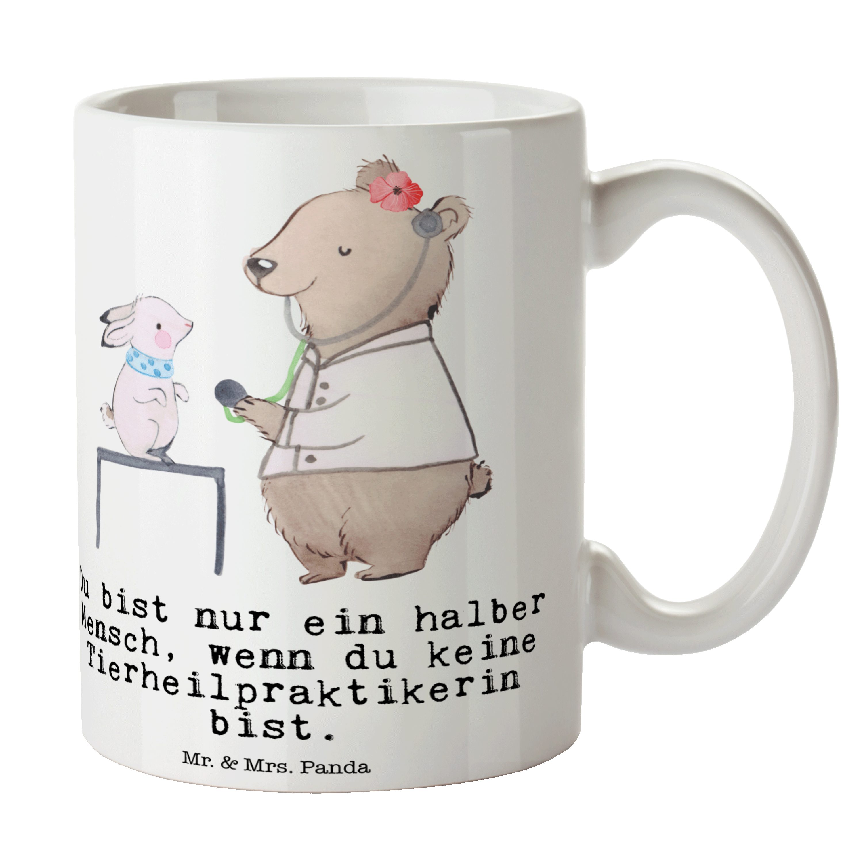 Keramik - Mr. Tasse Mrs. Tierheilpraktikerin Geschenk, Kaffeebeche, - Herz Weiß mit & Teetasse, Panda