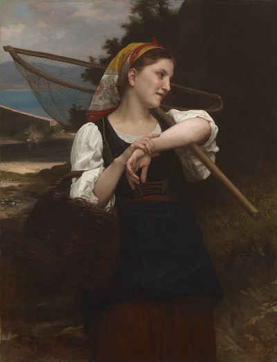 Kunstdruck Daughter of Fisherman William Adolphe Bouguereau Kinder Kescher Netz B, (1 St)