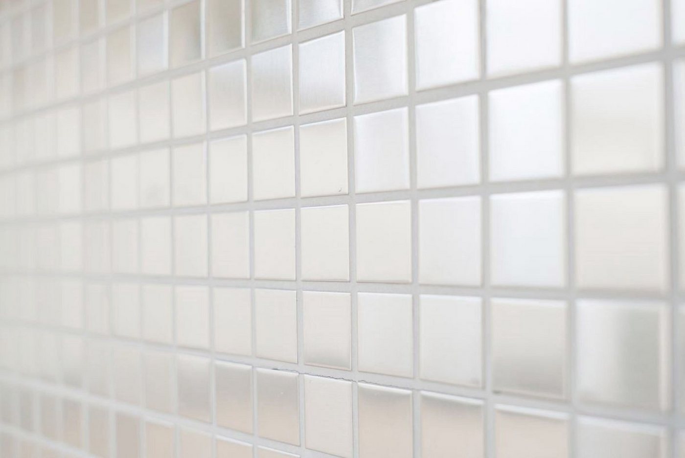 Thumbnail - Mosani Mosaikfliesen Edelstahl Mosaik Fliese silber gebürstet matt Küchenwand