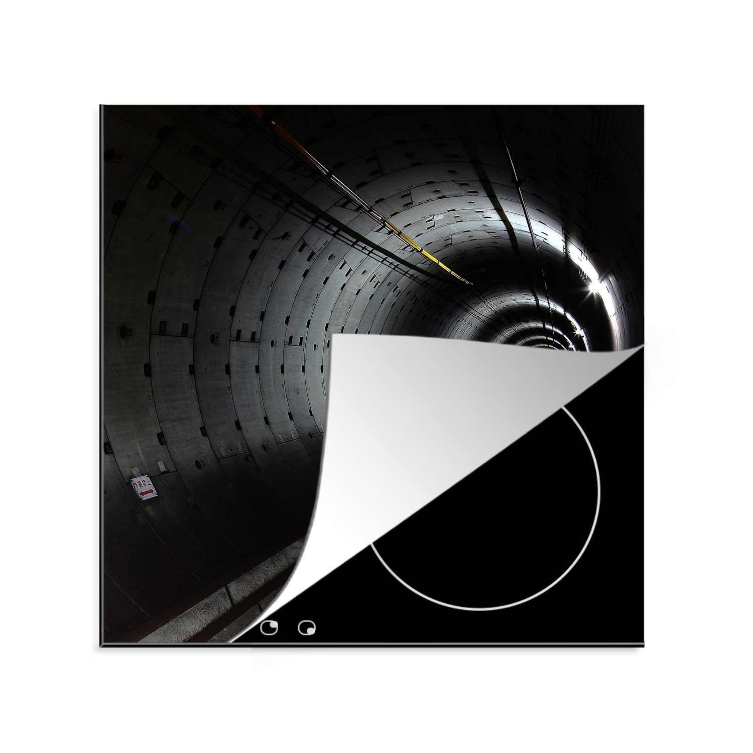 unterirdischer (1 cm, Yokohama, Ceranfeldabdeckung, Ein für in Japan, küche MuchoWow Herdblende-/Abdeckplatte Vinyl, tlg), 78x78 Tunnel Arbeitsplatte