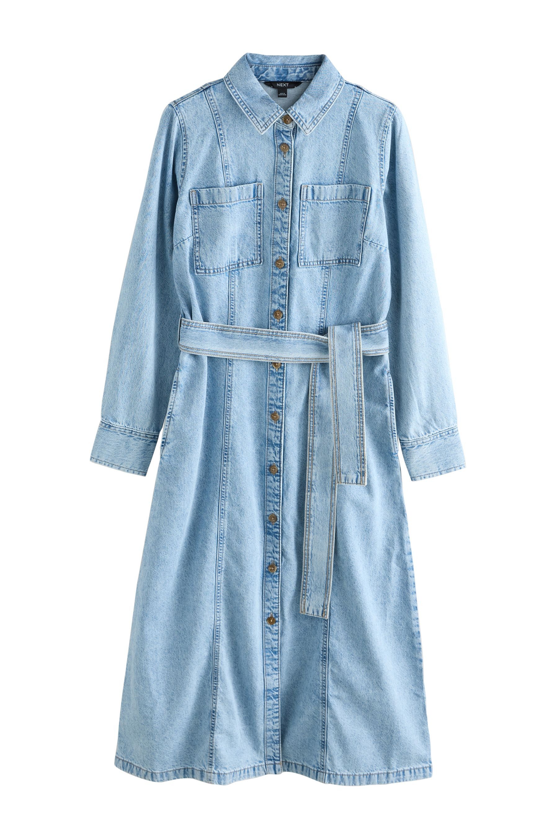 Next Midikleid Midi-Hemdkleid aus Denim mit Gürtel (1-tlg)