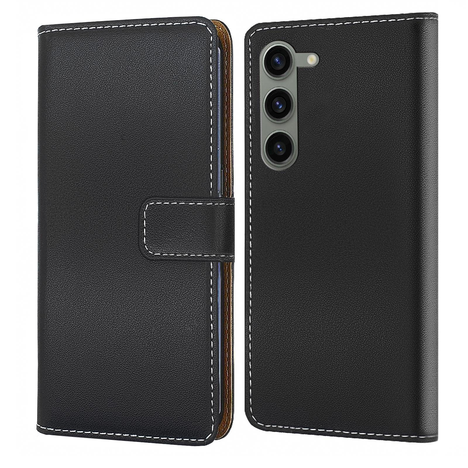 Numerva Handyhülle Bookstyle Etui Handytasche für Samsung Galaxy S23, Schutzhülle Klapphülle Flip Cover Schwarz