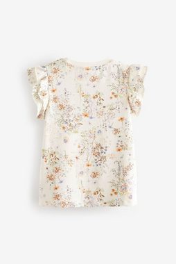 Next T-Shirt 4 x T-Shirts mit Rüschenärmeln und Blumen-Print (4-tlg)
