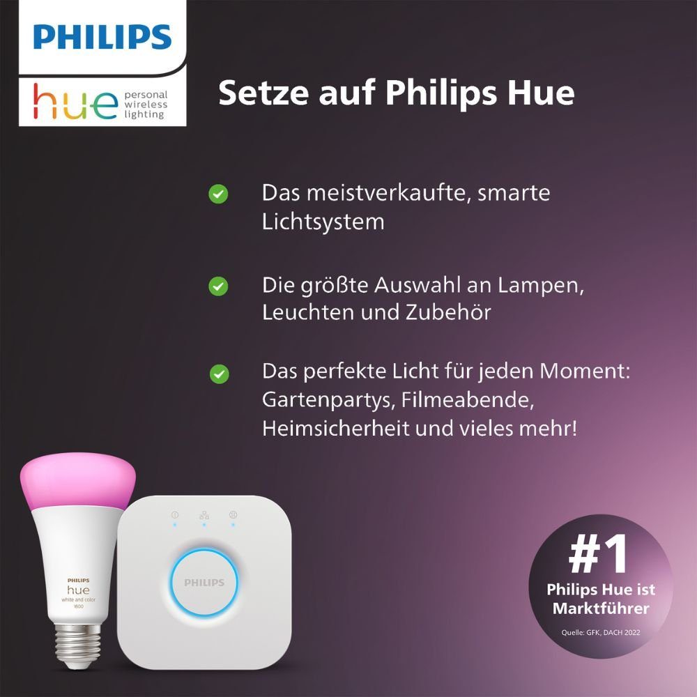 Philips Hue LED Außen-Wandleuchte LED, enthalten: Wandleuchte fest Appear 1200lm, & Ambiance rund Ja, Outdoor-Leuchte Leuchtmittel White Aussenwandleuchte, Edelstahl Aussenlampe, Angabe, Color warmweiss, keine verbaut