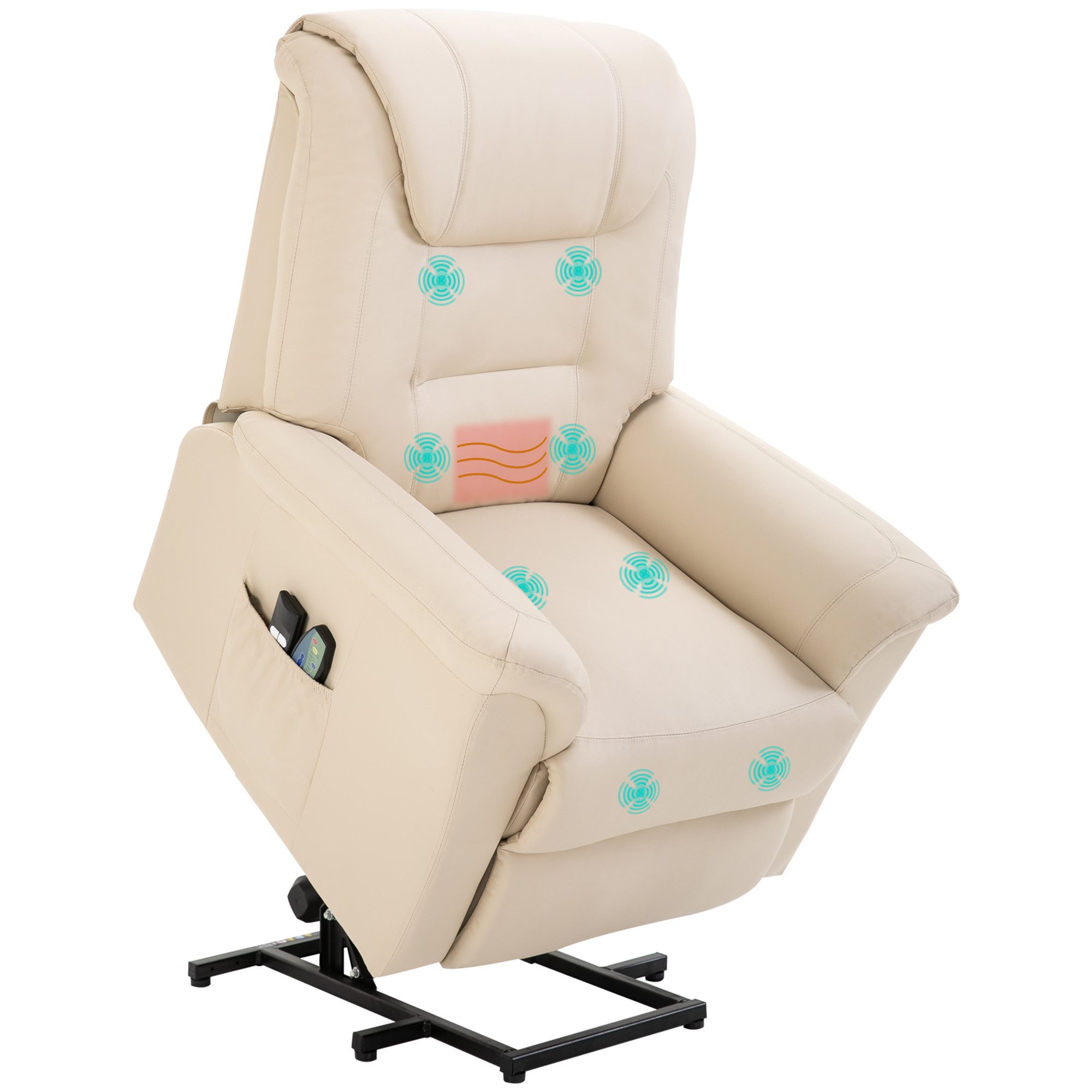 HOMCOM Massagesessel mit Aufstehhilfe, Liegefunktion, Heizfunktion (TV-Sess günstig online kaufen