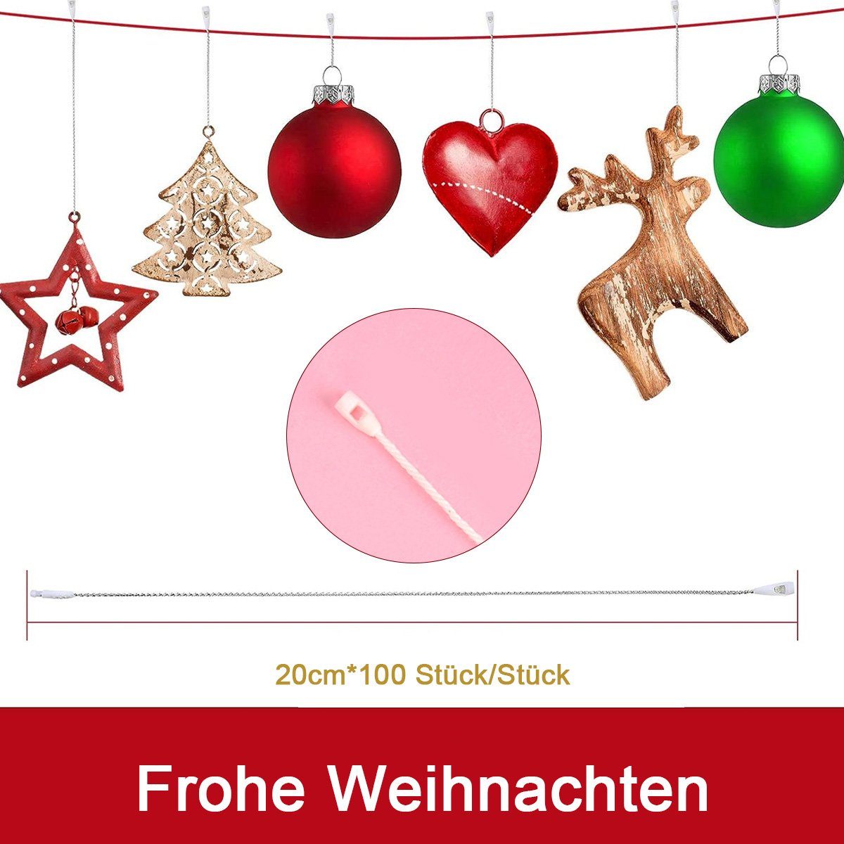 Schnappverschluss Tag Dekohänger mit Jormftte Baumwollseil Weihnachtsschmuck für Aufhänger Hang