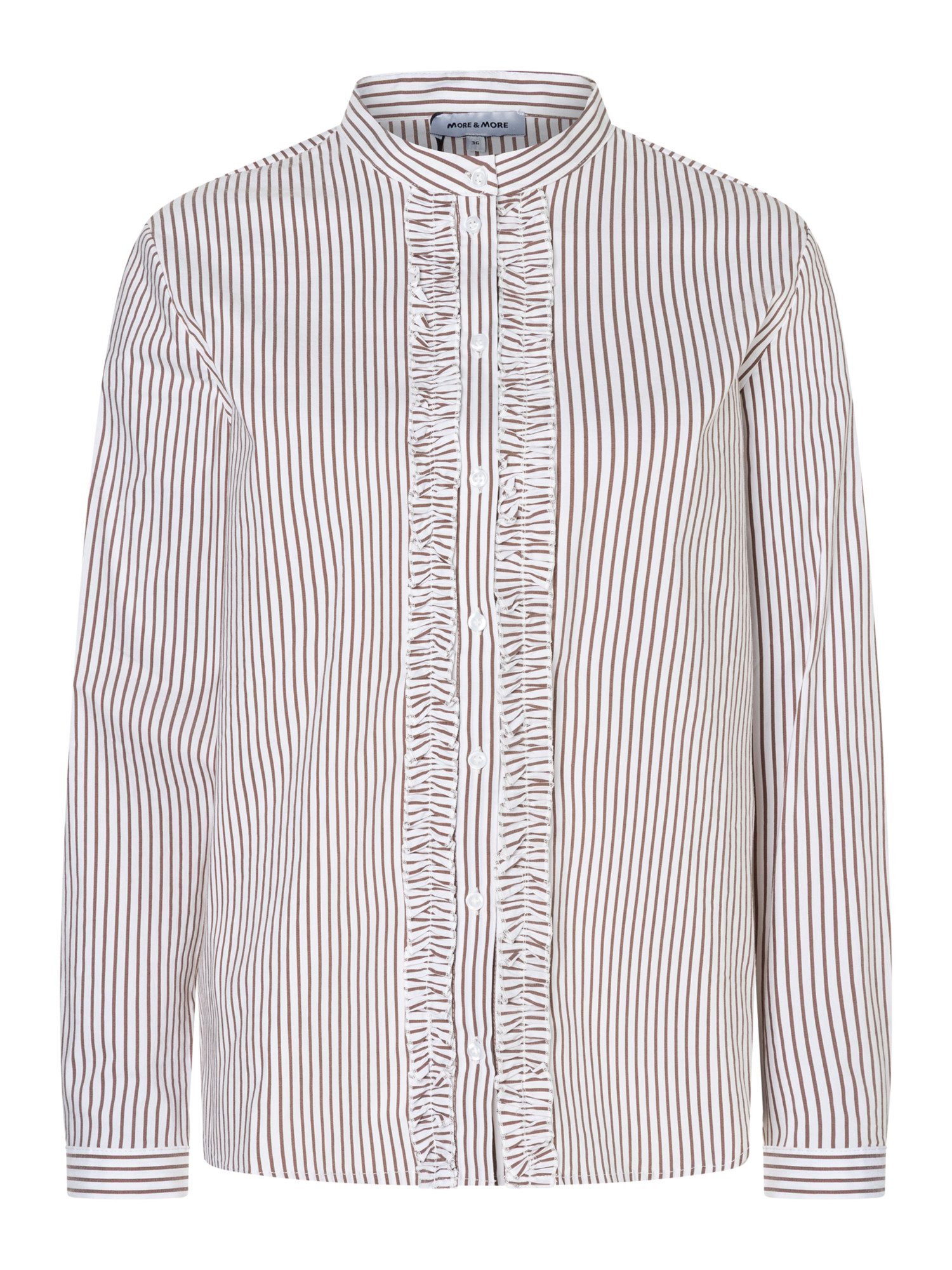 MORE&MORE Langarmbluse gestreifte Stretch-Rüschenbluse