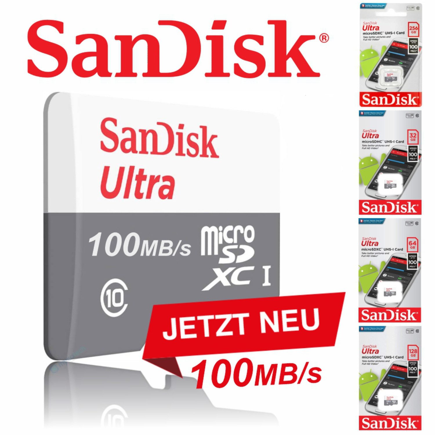 Sandisk Ultra microSD Karte UHS-I 32GB 64GB 128GB 256GB Speicherkarte (32 GB)