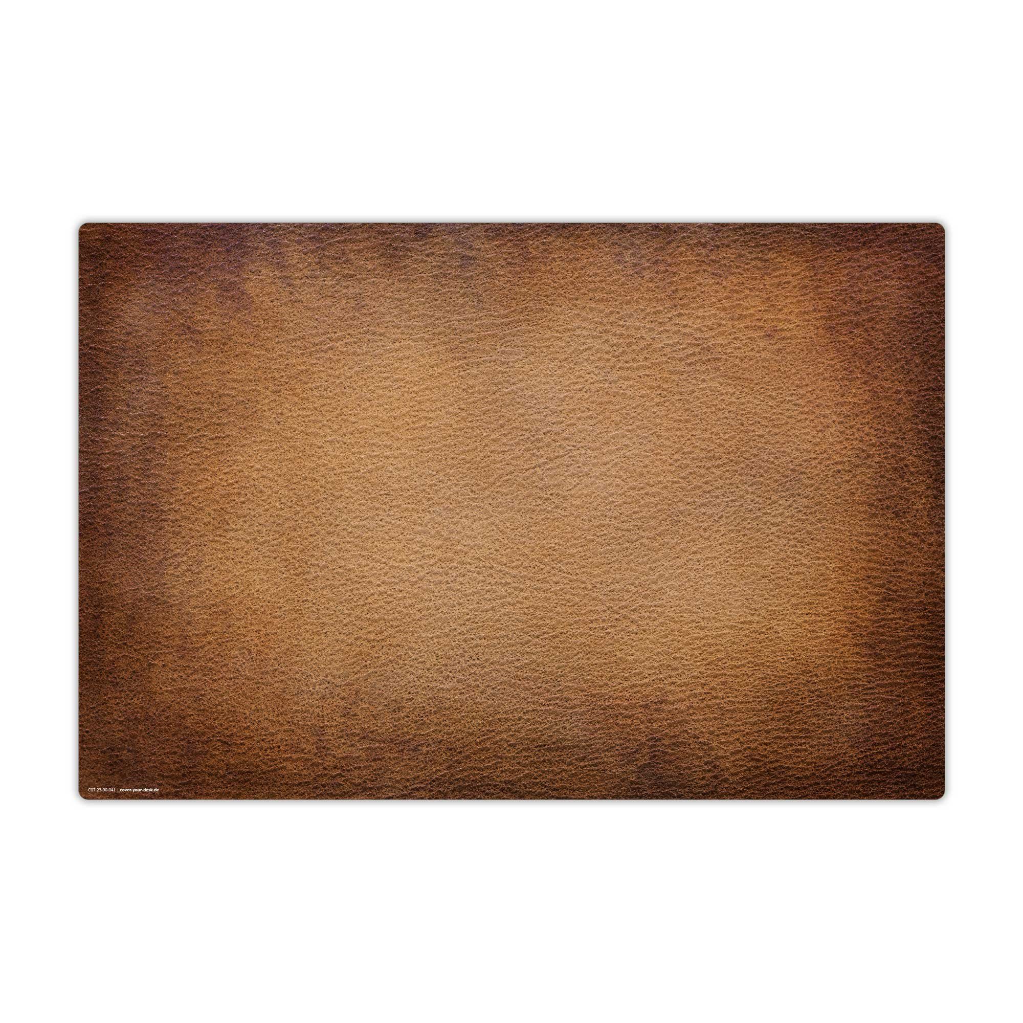cover-your-desk.de Schreibtischunterlage abwaschbar - Leder Optik braun - aus premium Vinyl - Made in Germany
