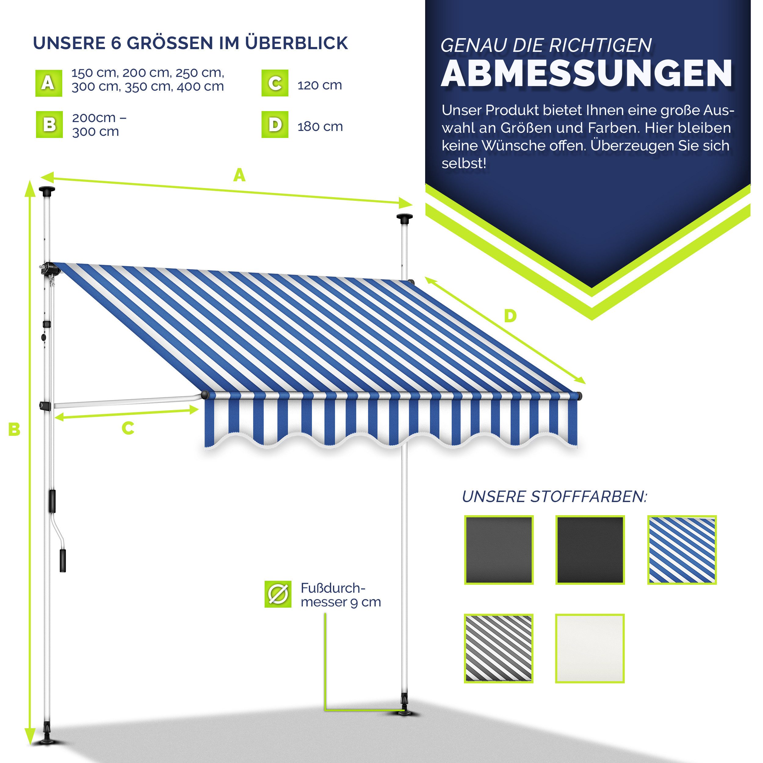 tillvex Klemmmarkise tillvex Balkonmarkise Markise Klemmmarkise günstig online kaufen