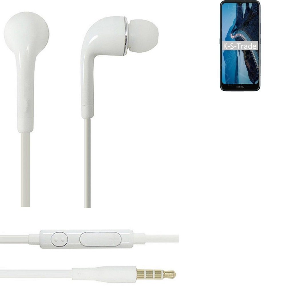 K-S-Trade für Nokia C5 Endi In-Ear-Kopfhörer (Kopfhörer Headset mit Mikrofon u Lautstärkeregler weiß 3,5mm)