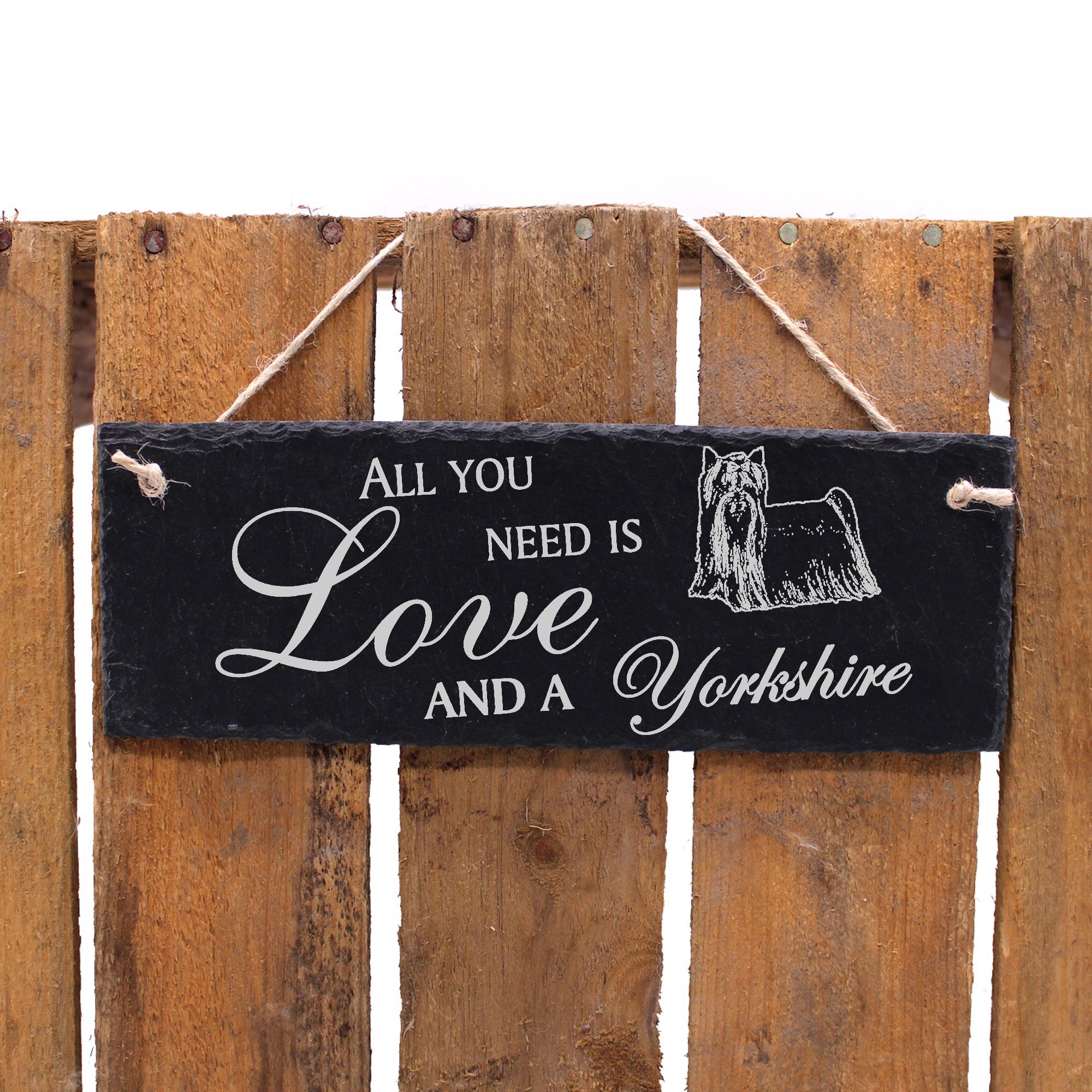 Dekolando Hängedekoration Yorkshire 22x8cm All need you and a Yorkshire is Love