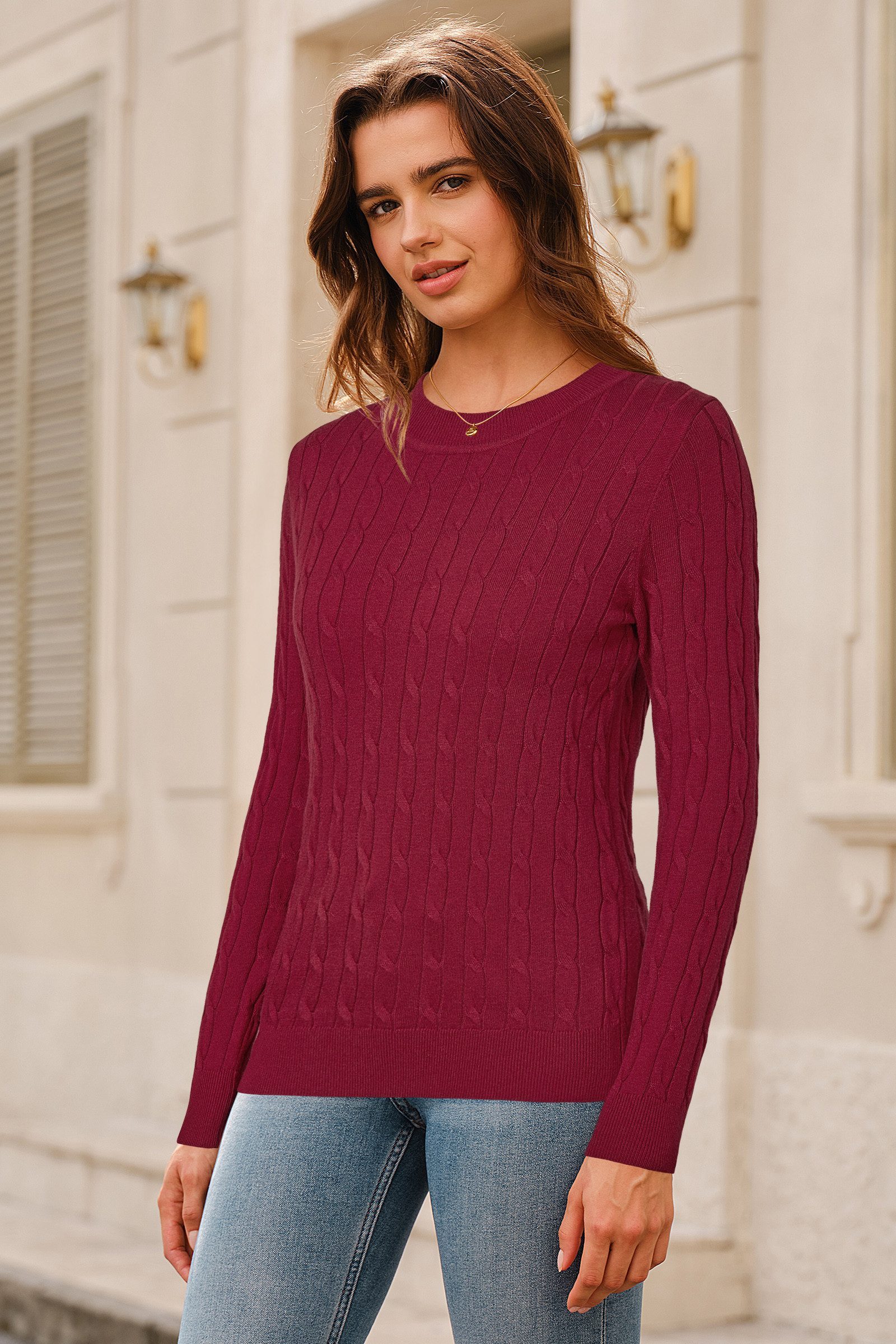 Arach&Cloz Strickpullover Damen Strickpullover Rundhals Langarm Warm Weich Anti-Pilling, Für Herbst Winter Frühling