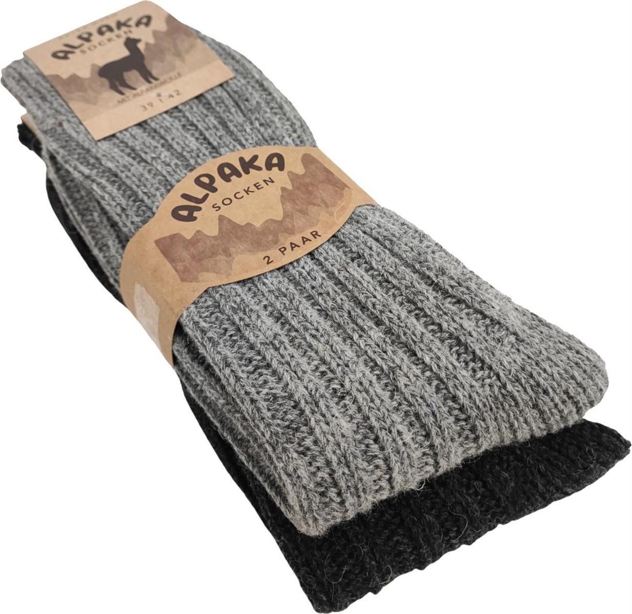 EloModa Thermosocken 2 Paar Alpaka Socken Wollsocken Damen & Herren Wintersocken, Gr. 39-42 (2-Paar)