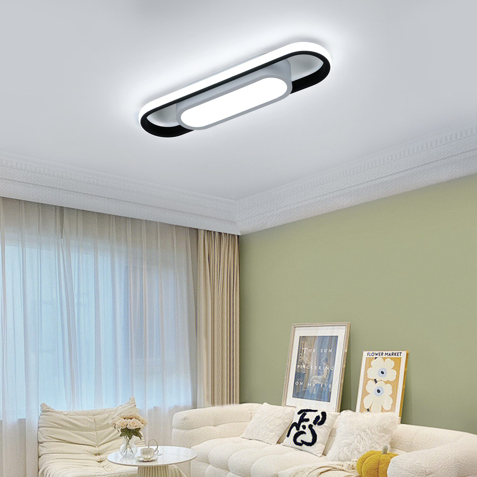 Riserva Deckenleuchte LED Deckenleuchte Schwarz Weiß 24W Oval modern 40 cm