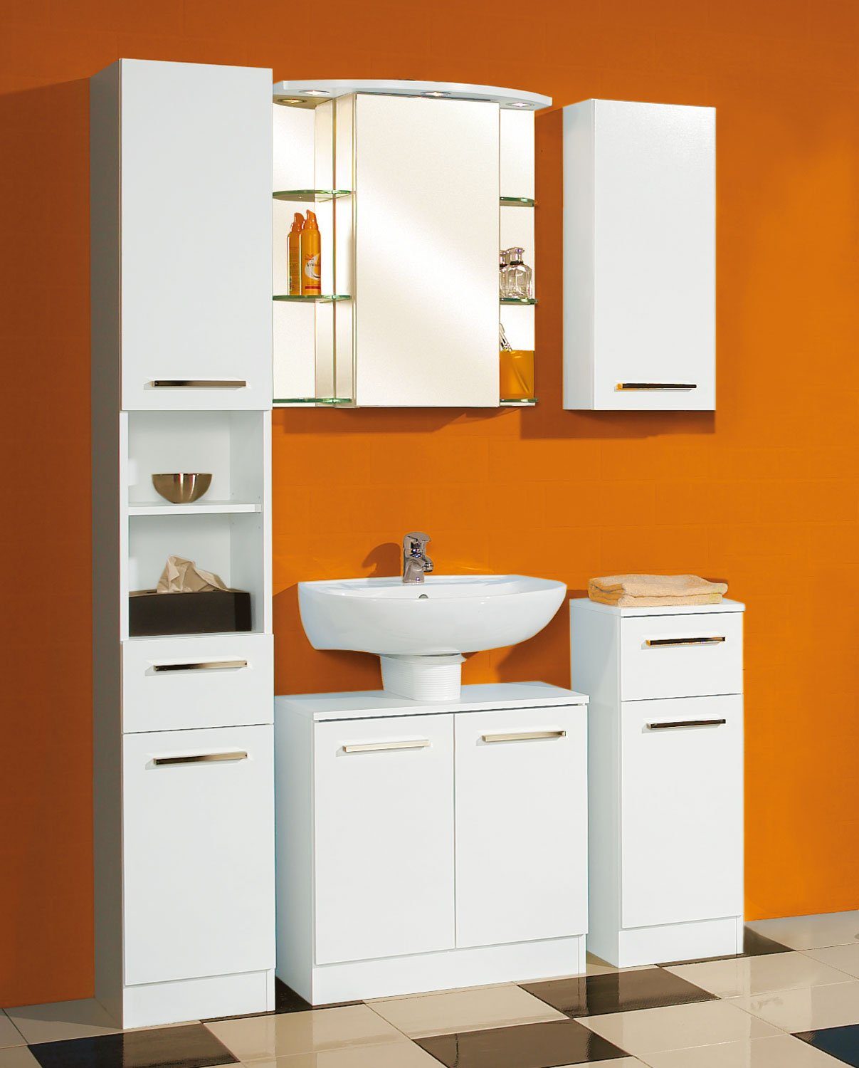 PELIPAL Waschbeckenunterschrank TRIER, Weiß matt, Weiß glänzend, mit 2 Türen, 60 x 62 x 33 cm