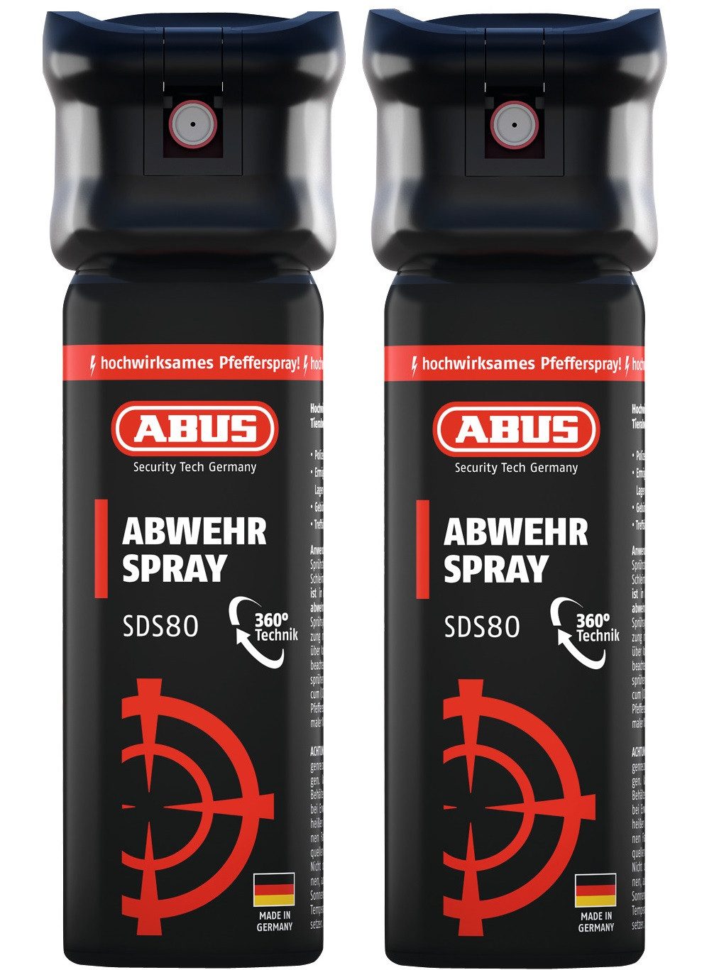 ABUS Tierabwehrspray Abwehrspray SDS80 - 360°- Sprüh-Technologie - 5M Reichweite
