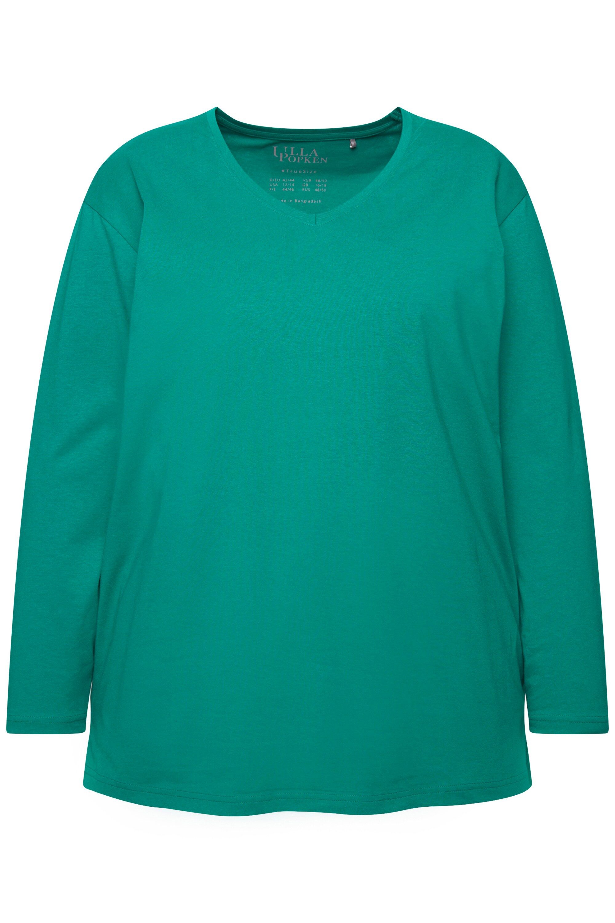 Ulla Popken T-Shirt Shirt V-Ausschnitt Relaxed Langarm günstig online kaufen