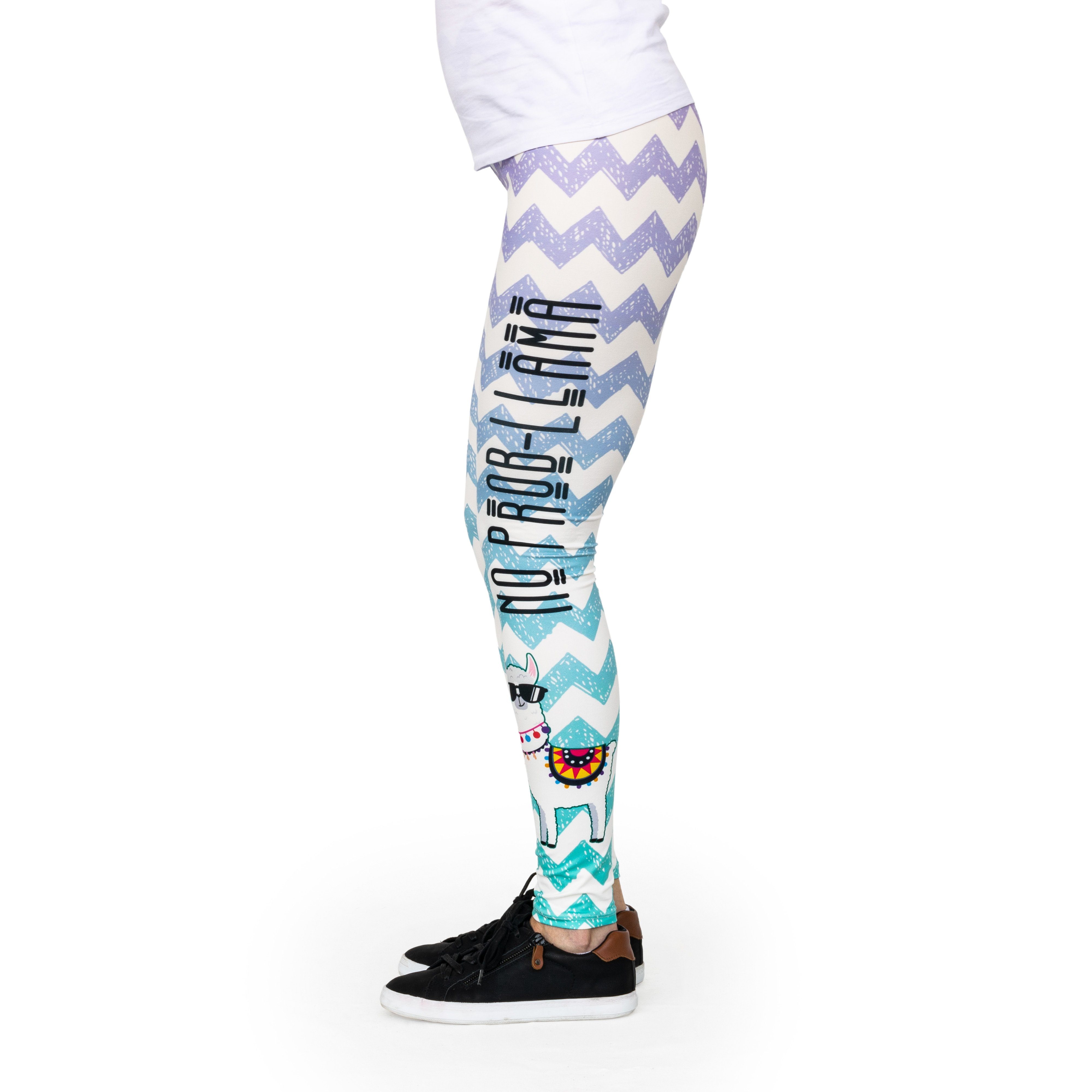cosey Leggings Bedruckte Bunte Lama-Leggings/Tights Tier (Einheitsgröße XS-L) No Prob-Lama