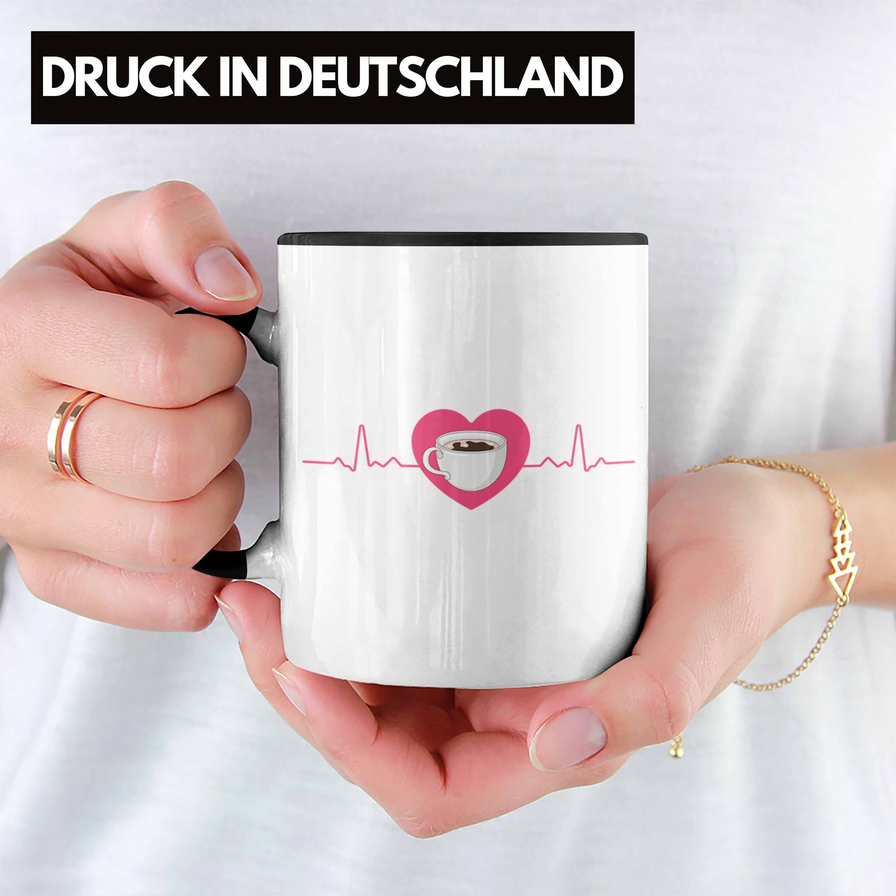 Trendation Tasse Trendation - Kollege Kollegin Arbeit Kaffeetrinker Grafik Schwarz Geschenkidee Geschenk Kaffee Herzschlag