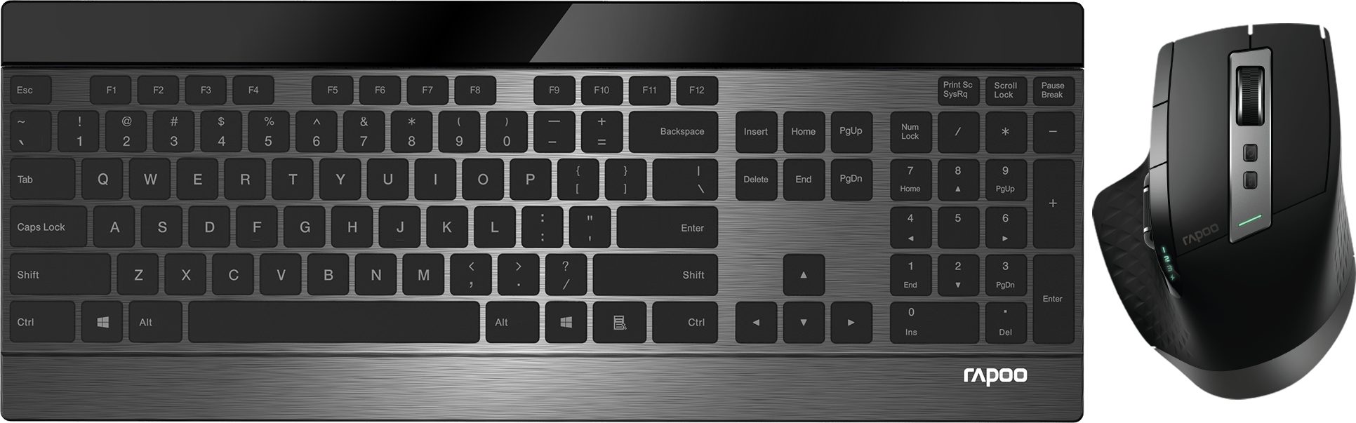 Rapoo 9900M - DE schwarzes Multi-Mode Desktop Set, Tastatur- und Maus-Set