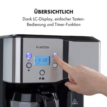 Klarstein Filterkaffeemaschine Caldetto, 1.8l Kaffeekanne, Kaffeemaschine 1900 W Heißwasserspender Timer LCD