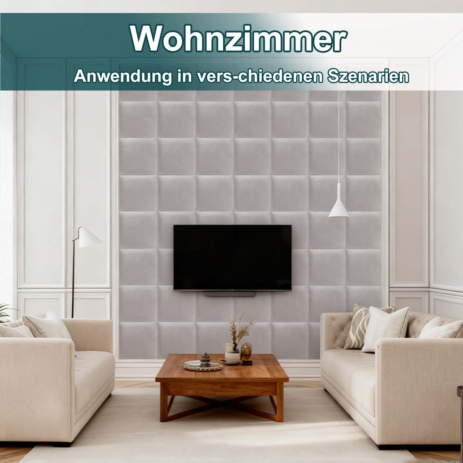 Mejale Wandpolster Wandkissen Wandmontiertes 3D gepolsterte für Schlafzimmer 30x30cm, (4 St)