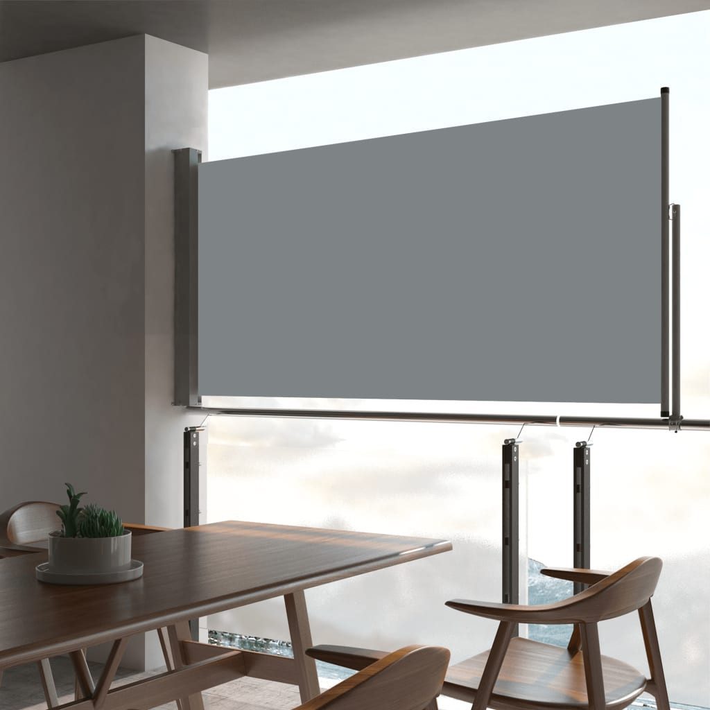 vidaXL Seitenmarkise 80 x 300 cm Ausziehbare Seitenmarkise 80x300 cm Grau