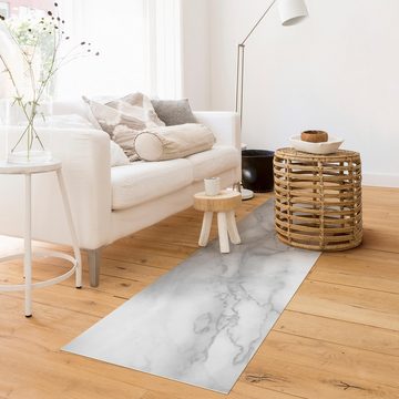 Läufer Teppich Vinyl Flur Küche 3D Steinoptik Marmor lang modern, Bilderdepot24, Läufer - grau glatt