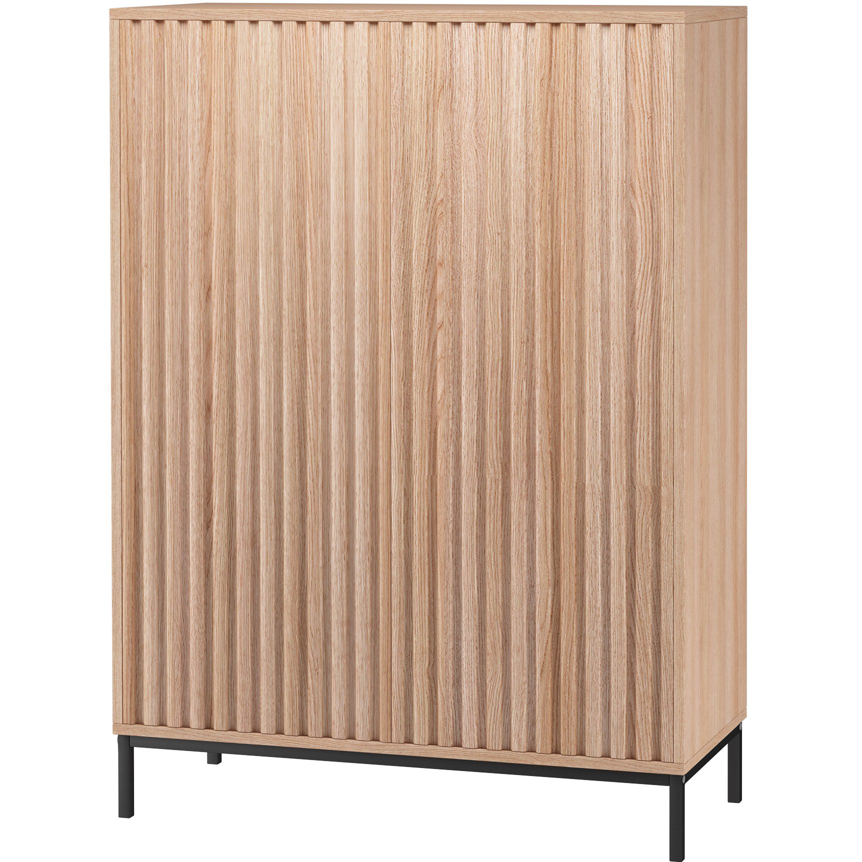 loft24 Hochschrank Cecilie Highboard mit geriffelten Fronten, Metallgestell günstig online kaufen