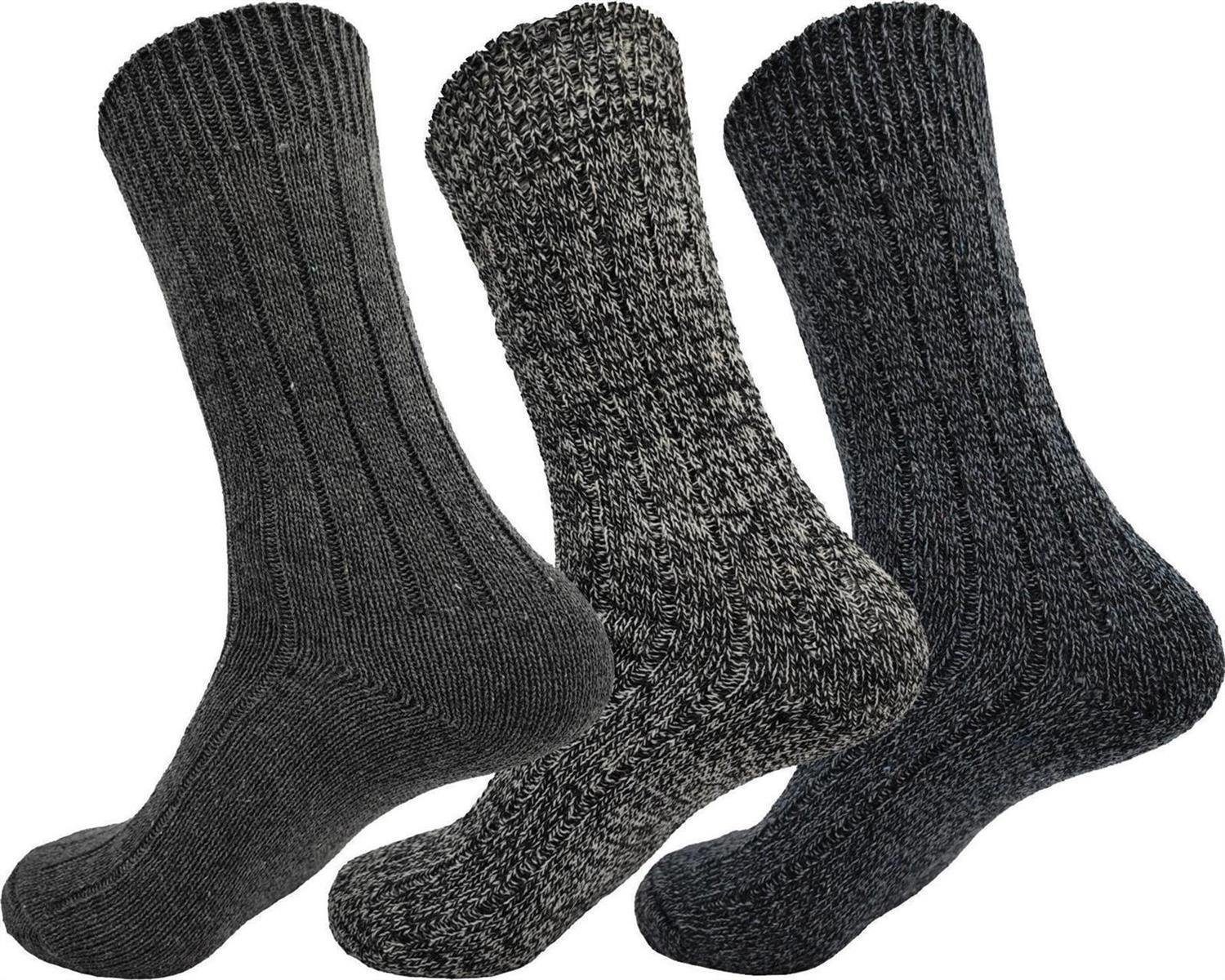 EloModa Arbeitssocken 3 Paar Arbeiter-Socken Work Wollsocken Strick, 39-42 43-46 (3-Paar) 3 Paar, Grau,D.Grau,Blau