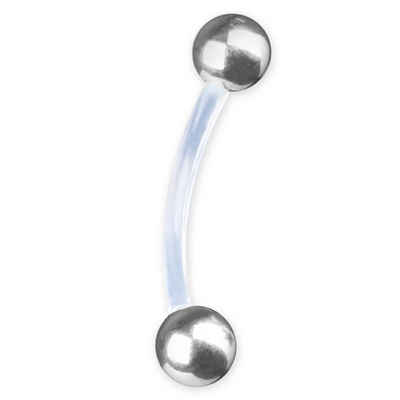 viva-adorno Augenbrauenpiercing 1,2mm Intim Piercing Banane Stahlkugeln Piercing Stab Kunststoff, Curved Barbell flexibel biegsam
