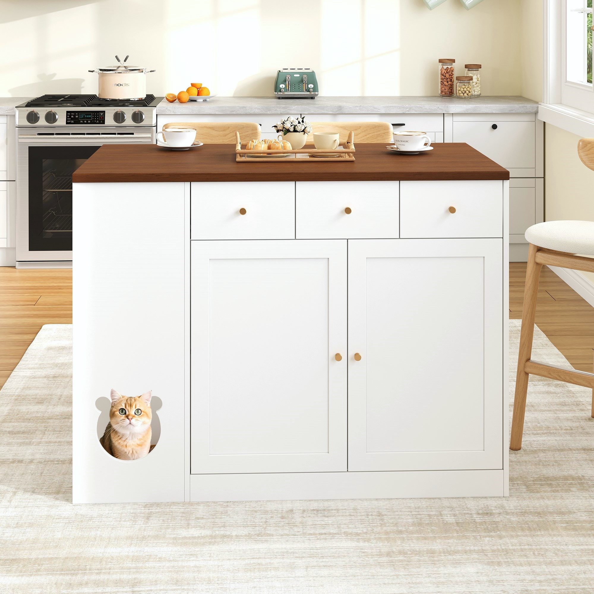 Flieks Kücheninsel mit erweiterbarer Arbeitsplatte, Schubladen günstig online kaufen