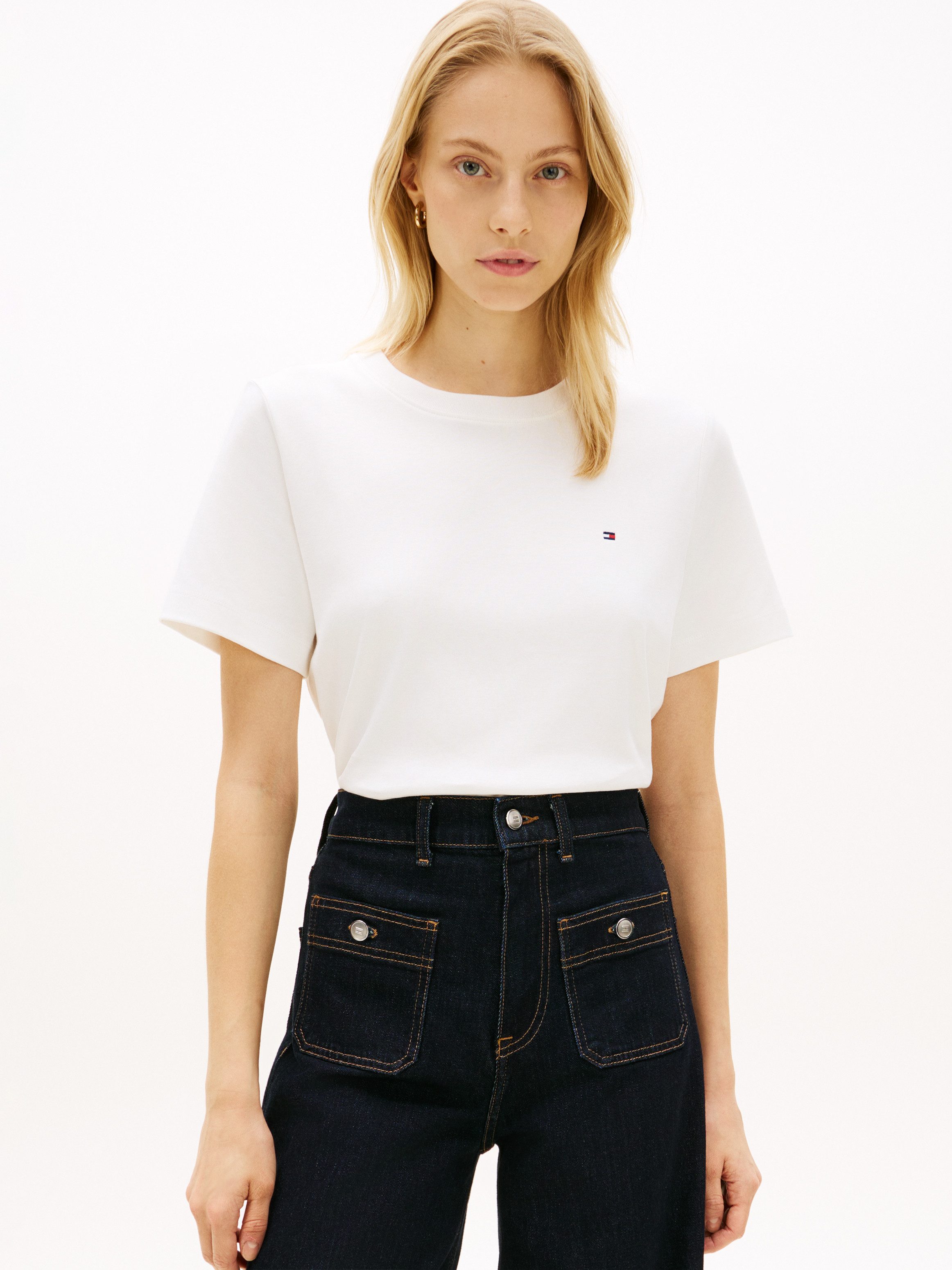 Tommy Hilfiger Kurzarmshirt INTERLOCK BOXY C-NK SS TEE Baumwolle