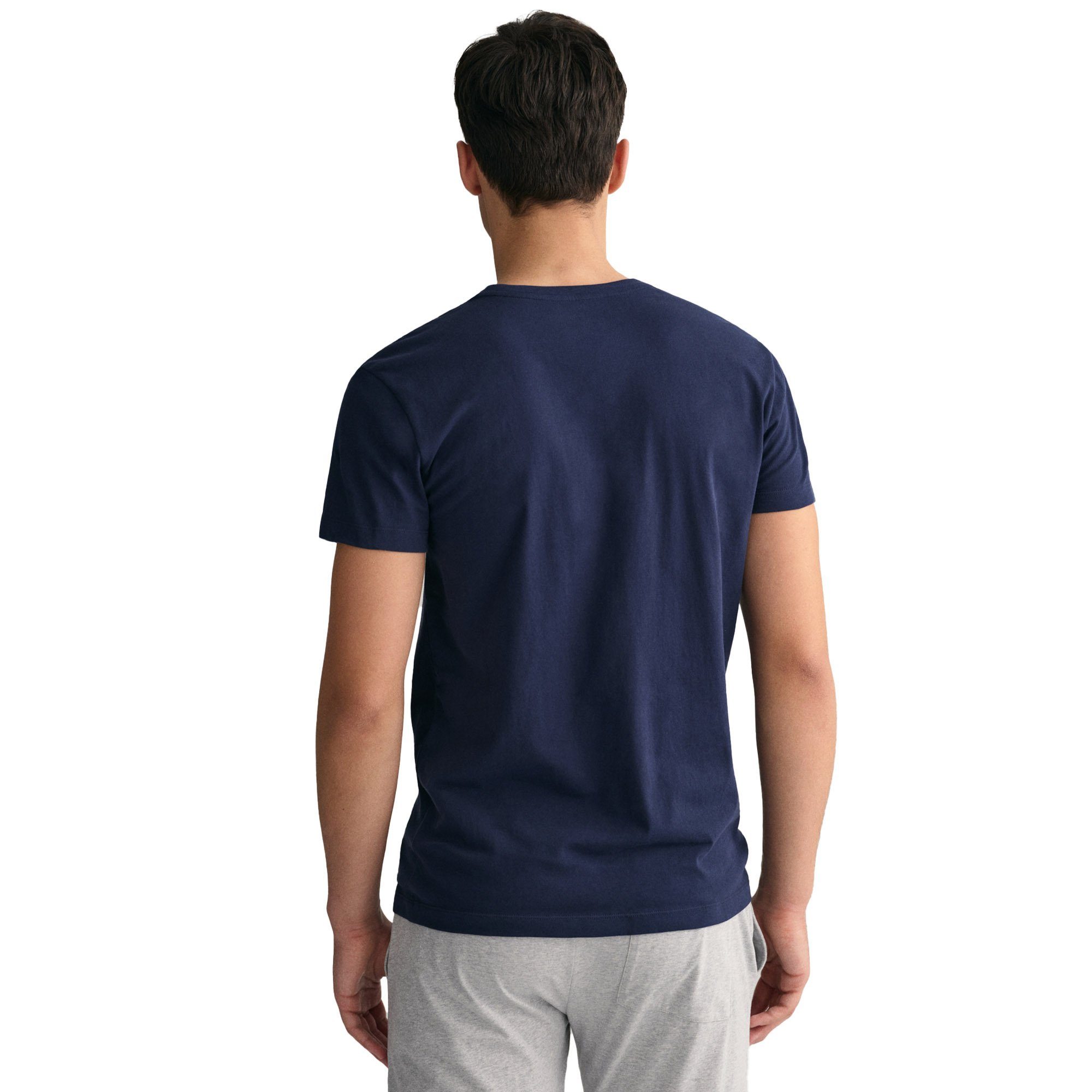 Gant T-Shirt Herren T-Shirt, C-NECK T-SHIRT Pack 2-PACK Marineblau/Weiß 2er 