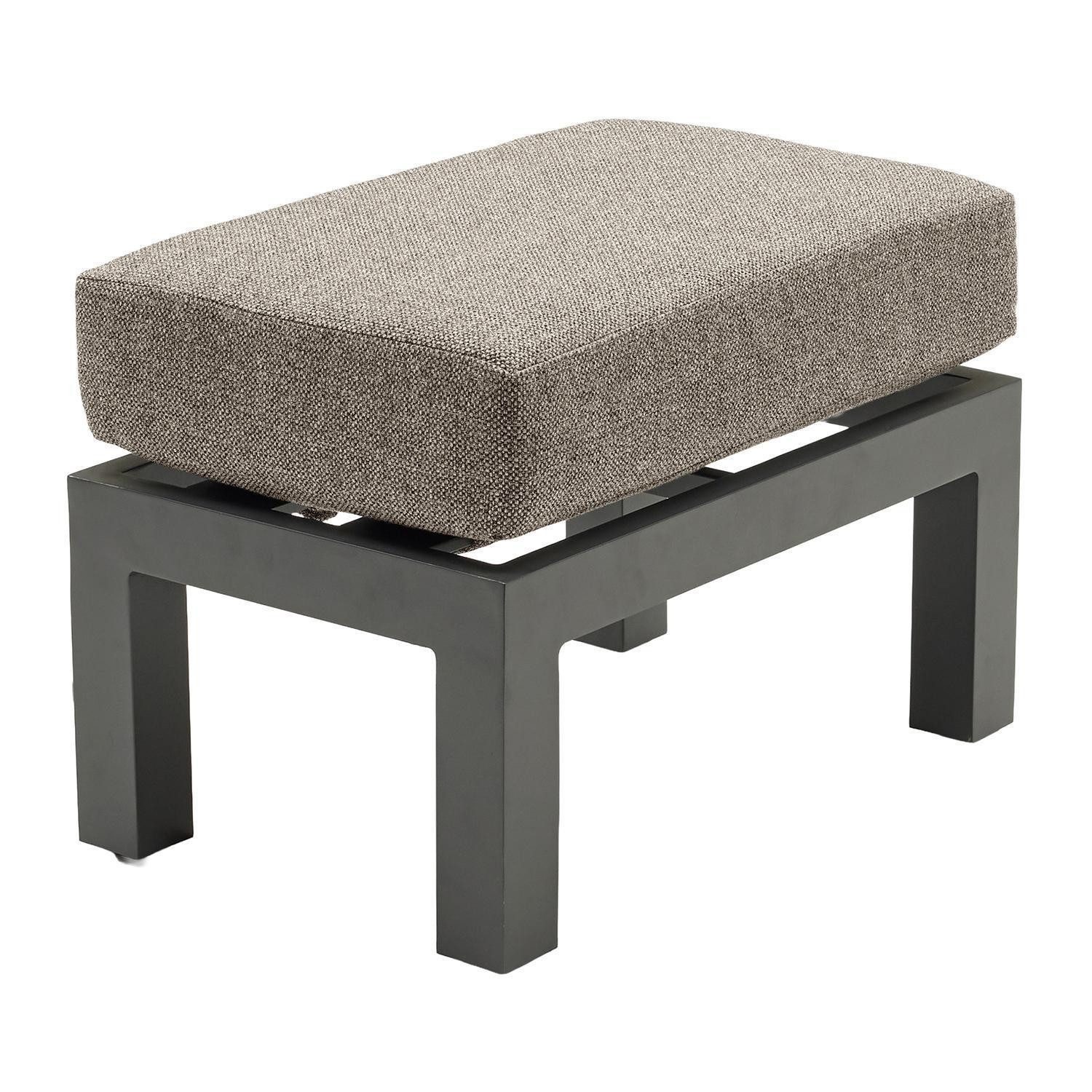 Outdoor Gartenlounge-Hocker AVENA, Anthrazit, Braun, Aluminium, mit Kissen, B 58 x H 46,5 x T 50 cm