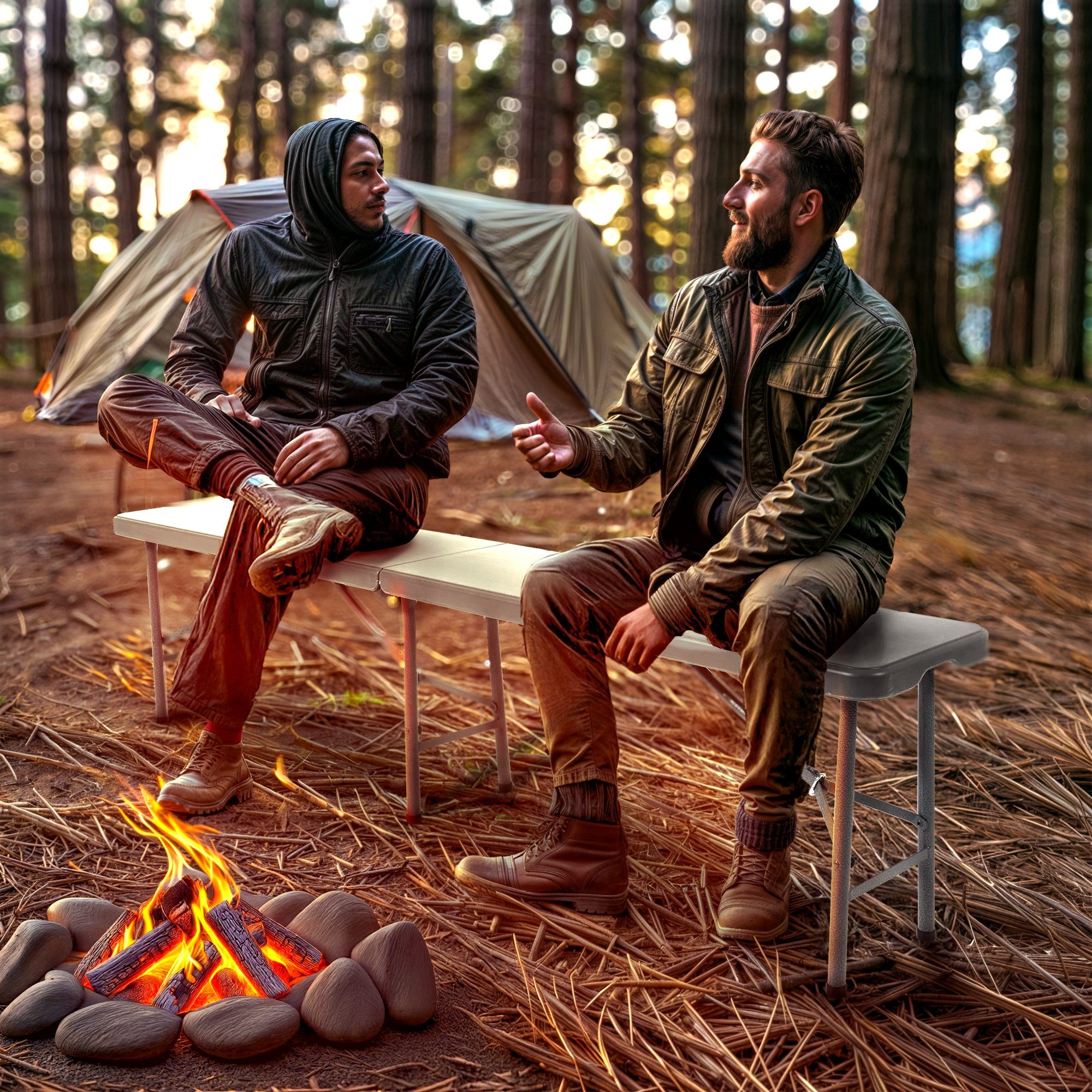 Arebos Bierzeltgarnitur 2x Bierbank Faltbank Klappbar I Tragegriff, 183 x 2 günstig online kaufen