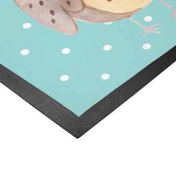 Fußmatte Eule Liebe - Türkis Pastell - Geschenk, Motivfußmatte, Türvorleger, E, Mr. & Mrs. Panda, Höhe: 0.6 mm