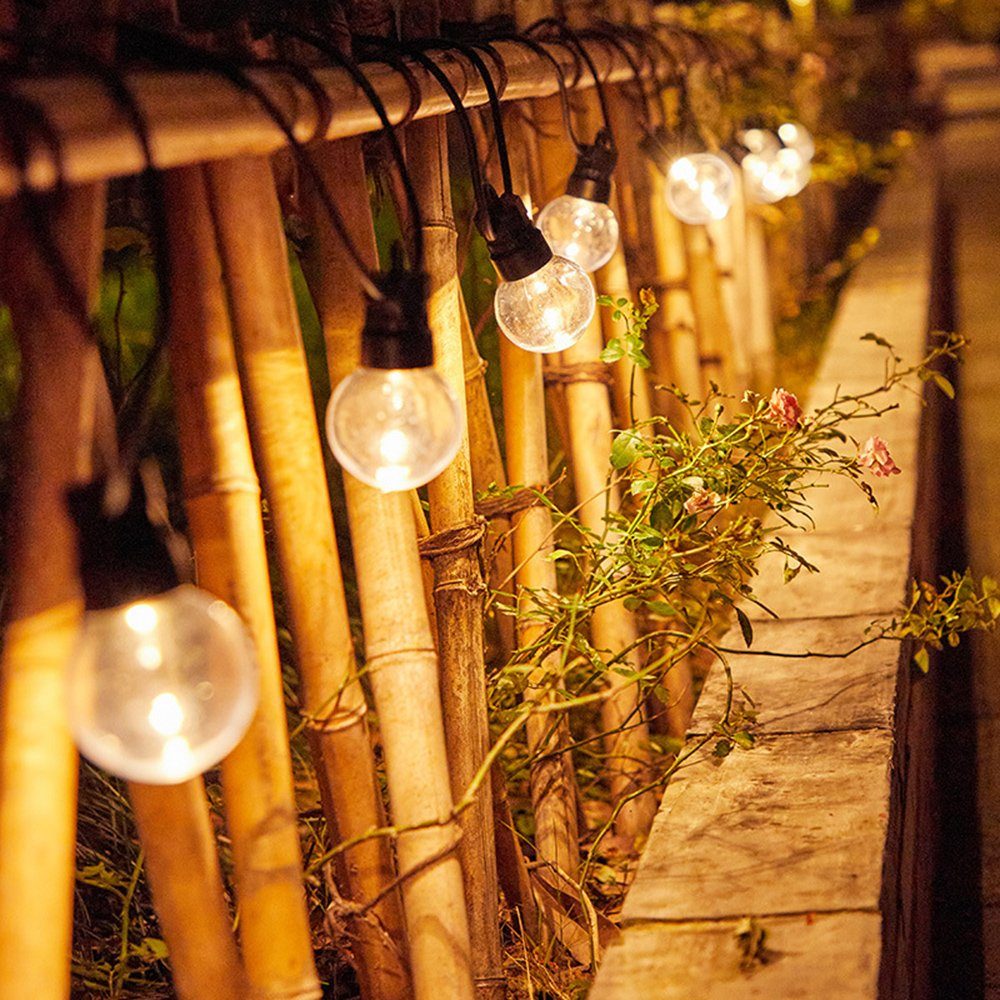 Rosnek LED-Lichterkette Terrassenlicht,G50, Außen Strom Glühbirnen,Hochzeit Garten Party Deko transparente