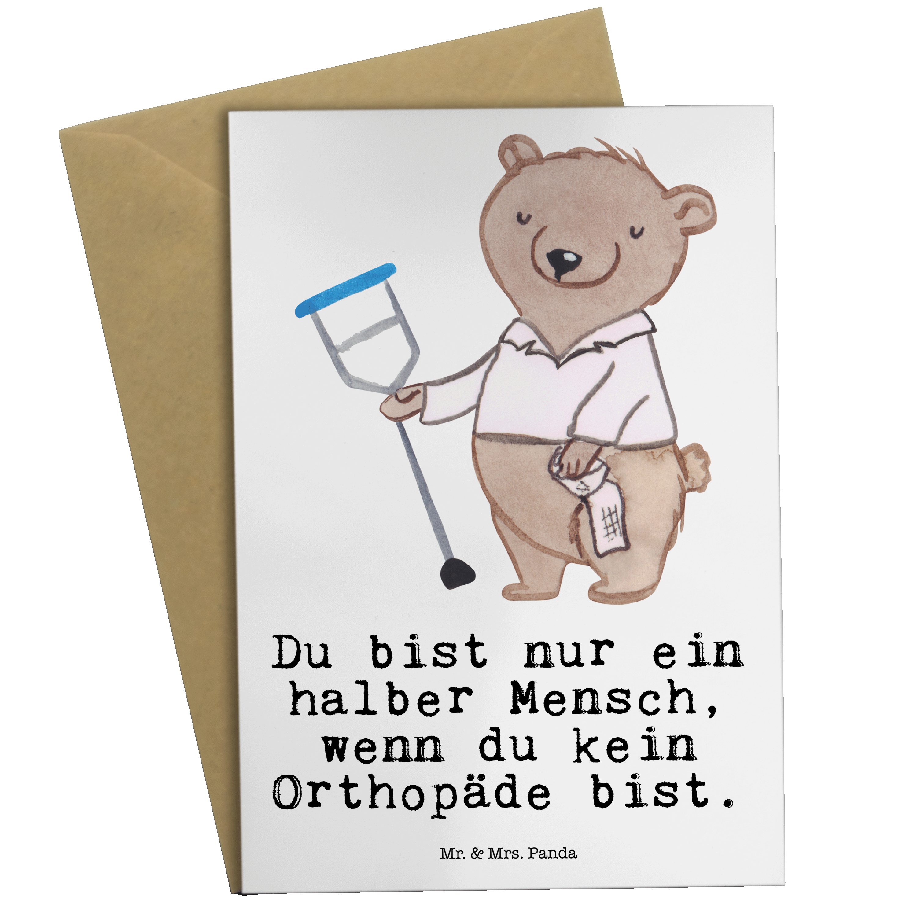 Hochzeitskarte, - Orthopäde Arbei - mit Mrs. Weiß Grußkarte Geschenk, Herz Panda & Mr. Facharzt,