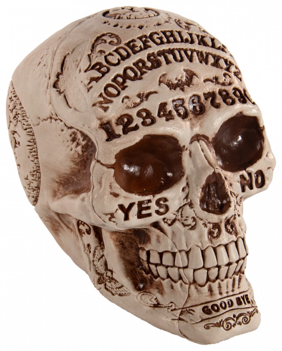 Dekoobjekt Wahrsage Totenkopf mit Ouija Motiv 18cm