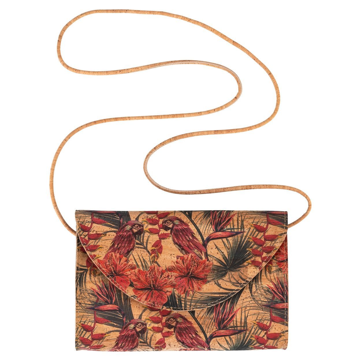 Kork-Deko.de Handtasche Kleine Kork-Clutch „Jungle“ – vegan mit Magnetverschluss & Innentasche