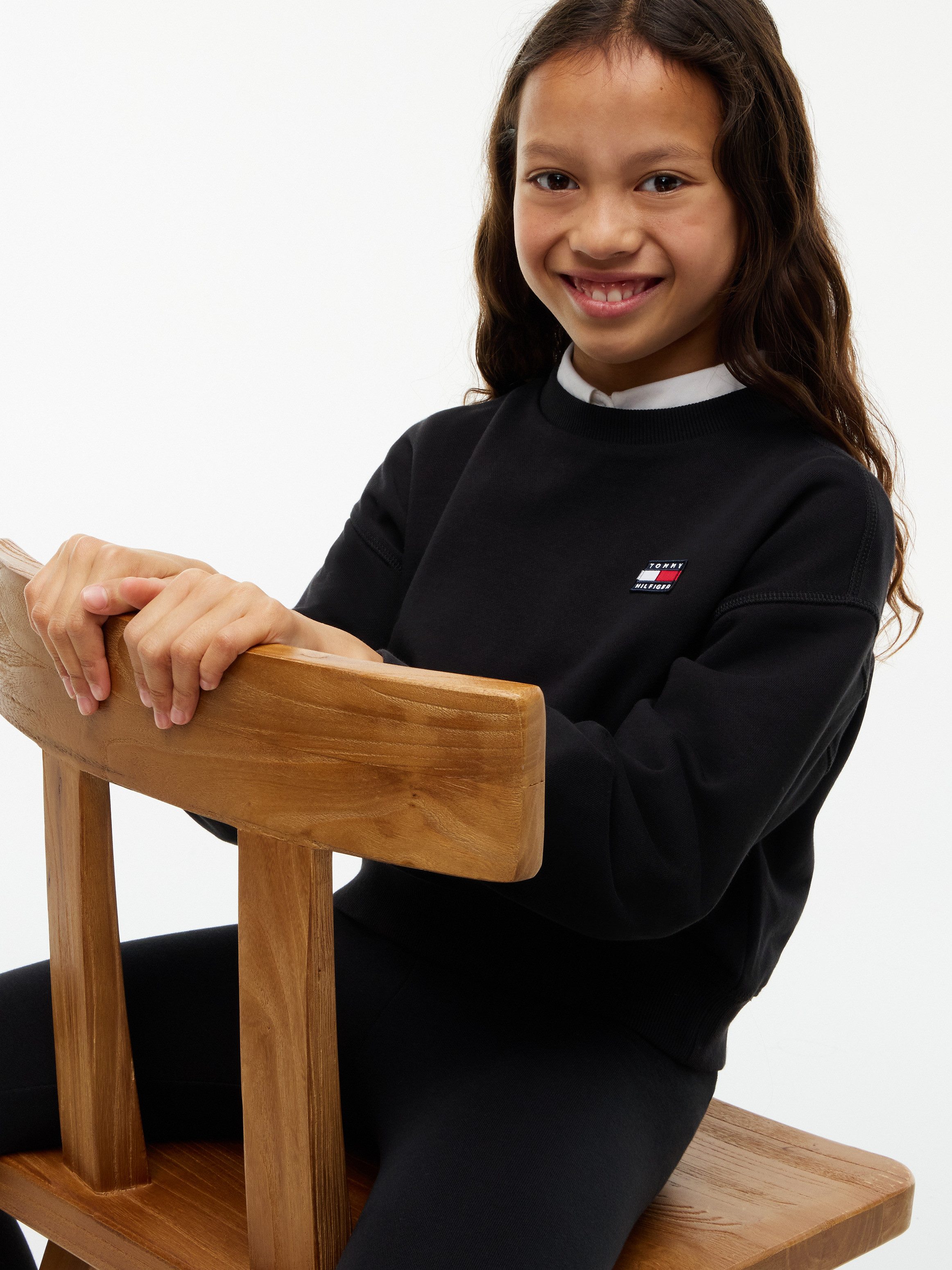Tommy Hilfiger Shirt & Leggings HERITAGE CREW NECK + LEGGINGS (Set, 2-tlg) Sweatqualität, Regular Fit, reine Baumwolle, Kinder bis 16 Jahre