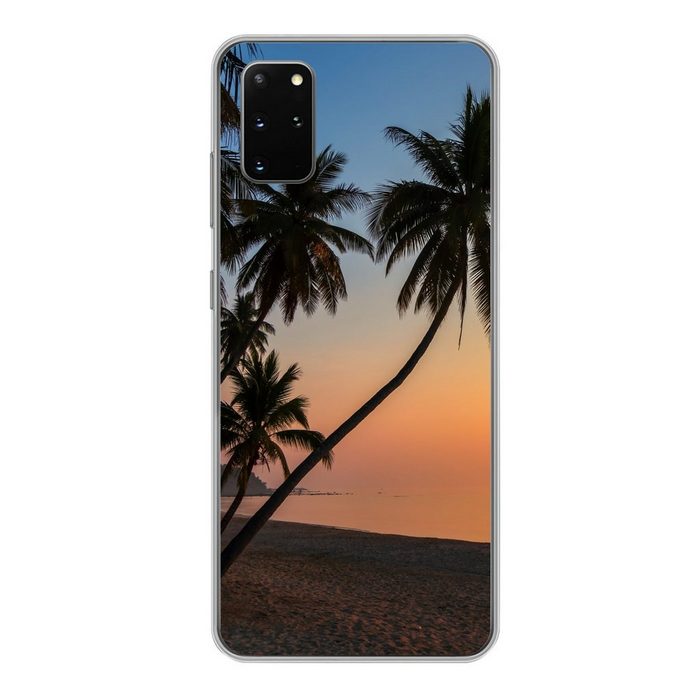 MuchoWow Handyhülle Sonnenuntergang auf einer tropischen Insel mit Palmen Phone Case Handyhülle Samsung Galaxy S20 Plus Silikon Schutzhülle