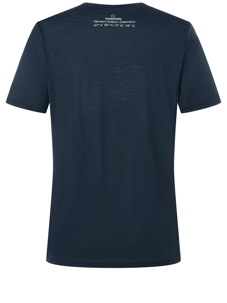 Print-Shirt Merion-Materialmix Merino TEE genialer KITZBÜHEL M T-Shirt Grey Blueberry/Vapor SUPER.NATURAL